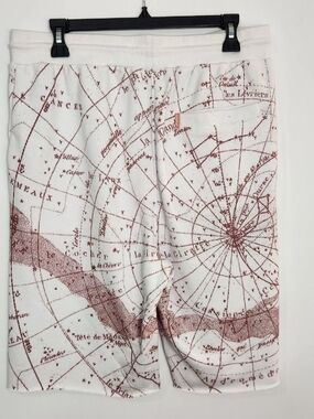 Staple Men's Shorts Size L Fleece Printed Drawstring Elastic Waistband White 10